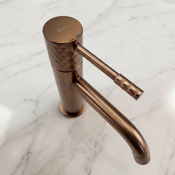 Rea Lungo Diamond Brush Copper Visoka armatura za umivalnik