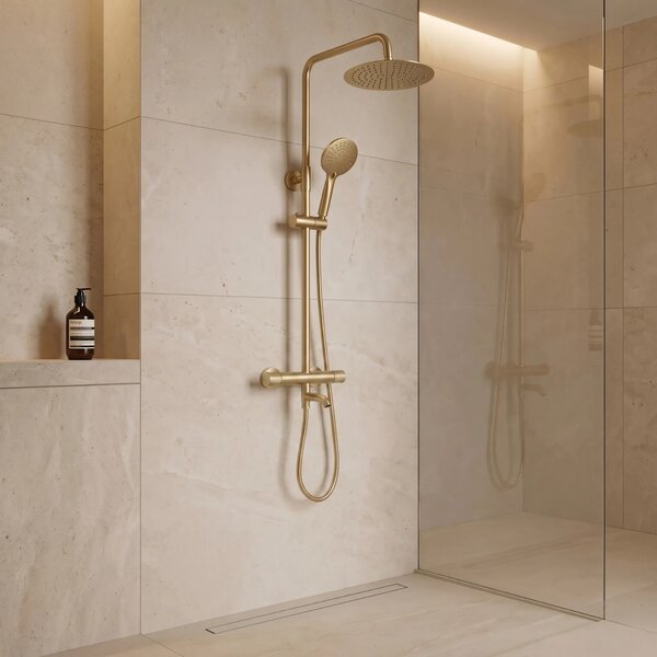 Tuš set s termostatom Rea Lungo Diamond Gold Brush