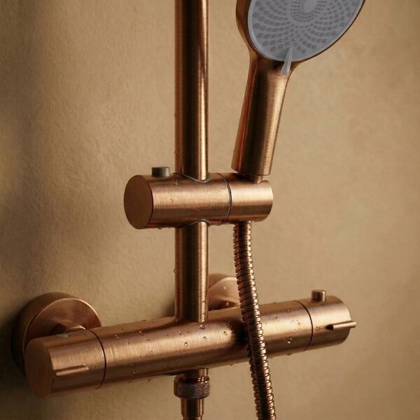 Pršni komplet brez izliva s termostatom Rea Lungo Copper Brush