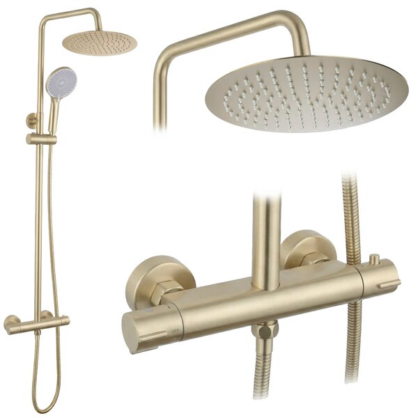 Pršni komplet brez izliva s termostatom Rea Lungo Gold Brush