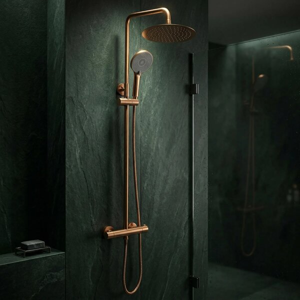 Pršni komplet brez izliva s termostatom Rea Lungo Copper Brush