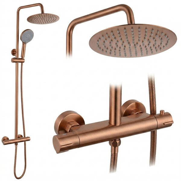 Pršni komplet brez izliva s termostatom Rea Lungo Copper Brush