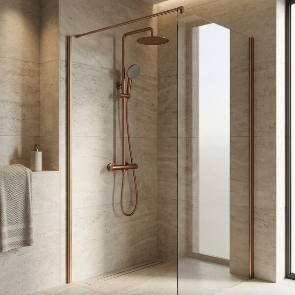 Pršni komplet brez izliva s termostatom Rea Lungo Copper Brush