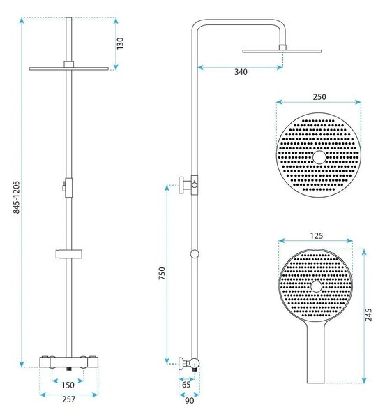 Pršni komplet brez izliva s termostatom Rea Lungo Black