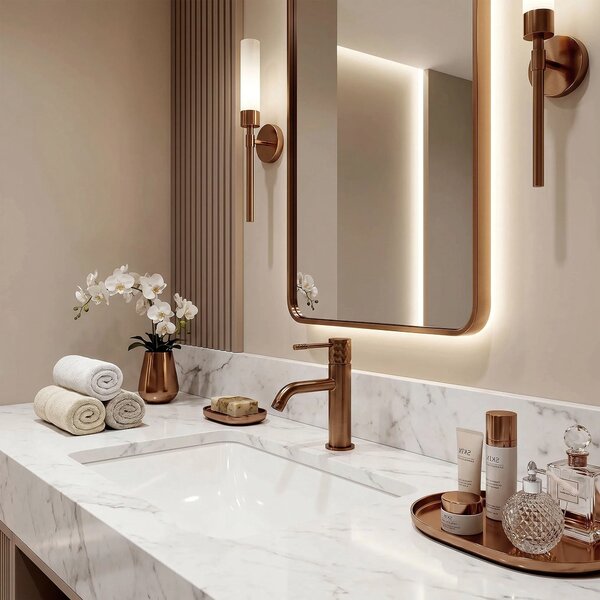 Mešalnik za umivalnik Rea Lungo Diamond Brush Copper Low