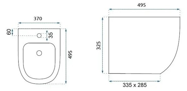WC školjka Carlo Mini Black Mat + Bidet Carlo Black Set