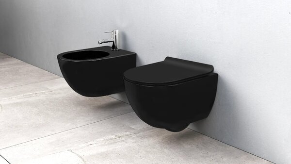 WC školjka Carlo Mini Black Mat + Bidet Carlo Black Set