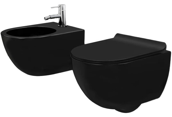 WC školjka Carlo Mini Black Mat + Bidet Carlo Black Set