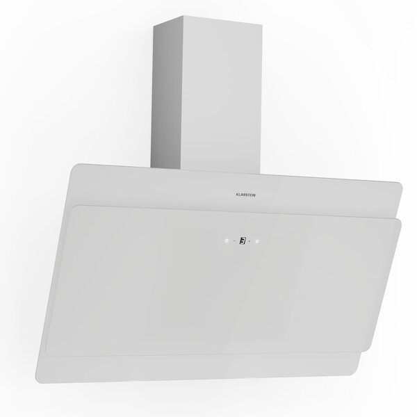 Klarstein Aurica 90, kuhinjska napa, 90 cm, 610 m³/h, LED, na dotik, steklo, bel barva