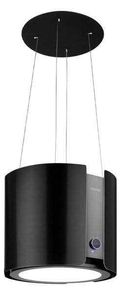 Klarstein Skyfall, otočna kuhinjska napa, Ø 45 cm, recirkulacija, 402 m³ / h, LED, nerjaveče jeklo, črna