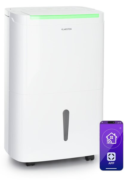 Klarstein DryFy Pro Connect Smart, Razvlaževalec, WiFi, Kompresorski, 30l/d, 50-60m², Bela
