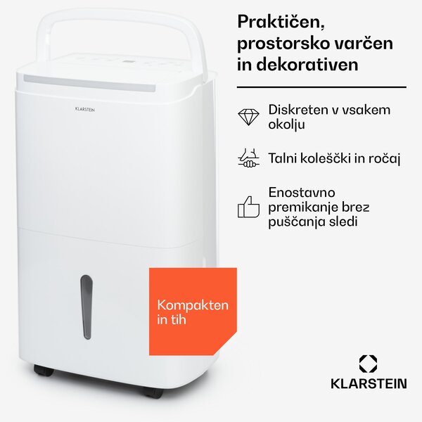 Klarstein DryFy Pro Connect Smart, Razvlaževalec, WiFi, Kompresorski, 30l/d, 50-60m², Bela
