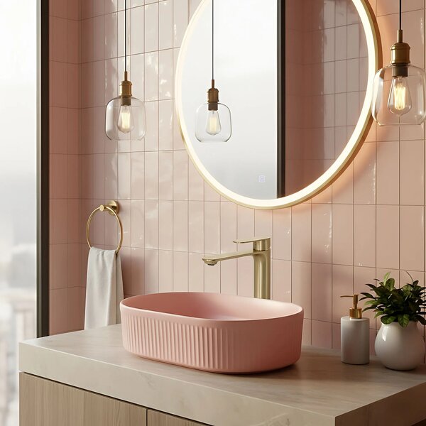 REA Drop Mešalnik za umivalnik Brush Gold High