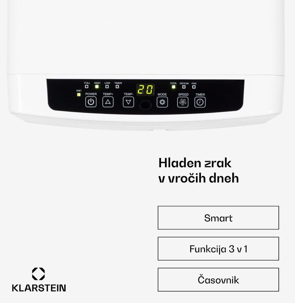 Klarstein Iceblock Ecosmart 7, mobilna klimatska naprava, 3 v 1, 7000 BTU, upravljanje z aplikacijami, bela