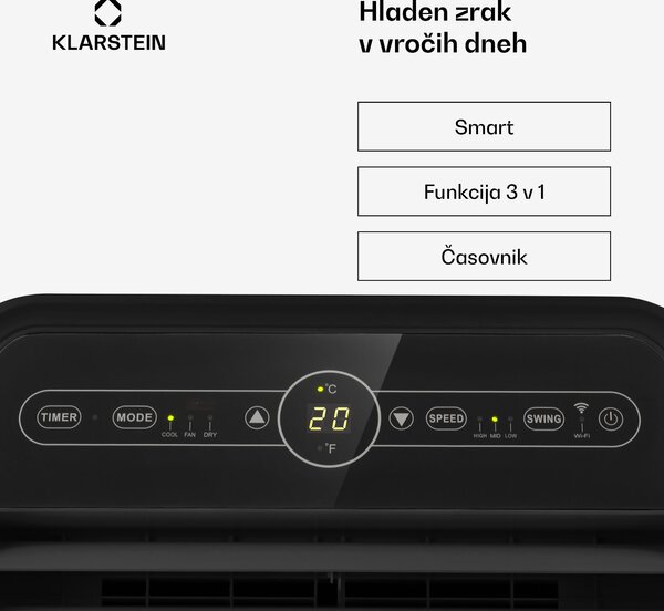 Klarstein Metrobreeze New York Smart 12k, prenosna klima, 12000 BTU/3,5 kW, energetski razred A, daljinski upravljalnik