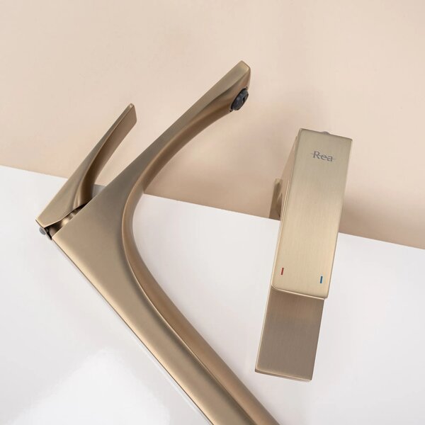 REA PREMIUM Joe Mešalnik za umivalnik Brush Gold low