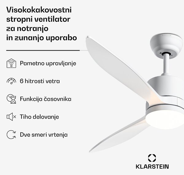 Klarstein Pametni stropni ventilator SkyBreeze Smart, Notranja in zunanja uporaba, Pametno upravljanje, IP44, 40 dB