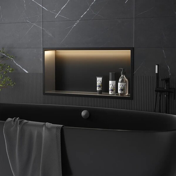 VGRAJENA KOPALNIŠKA POLICA LED 30x60 black