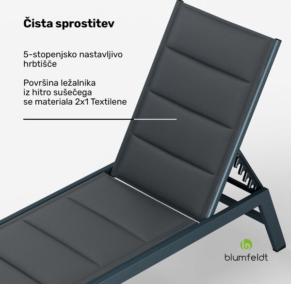 Blumfeldt Renazzo Lounge ležalnik, 120 kg nosilnost, 5-stopenjski, vodoodporen