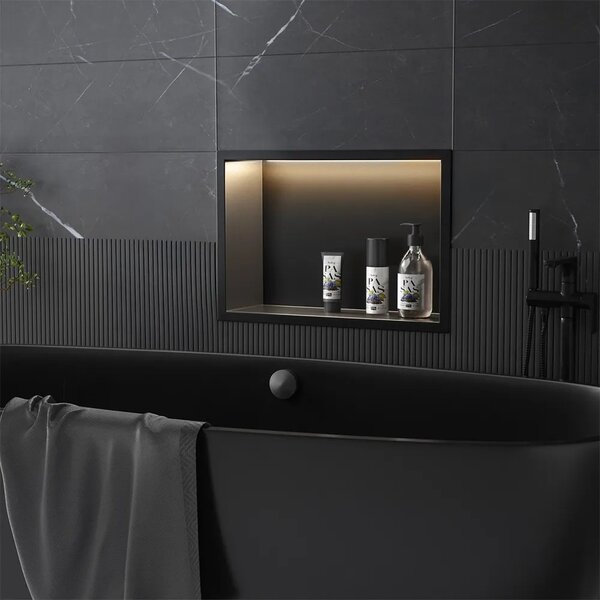 VGRAJENA KOPALNIŠKA POLICA LED 30x45 black
