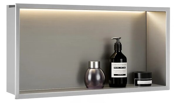 VGRAJENA KOPALNIŠKA POLICA LED 30x60 steel brush