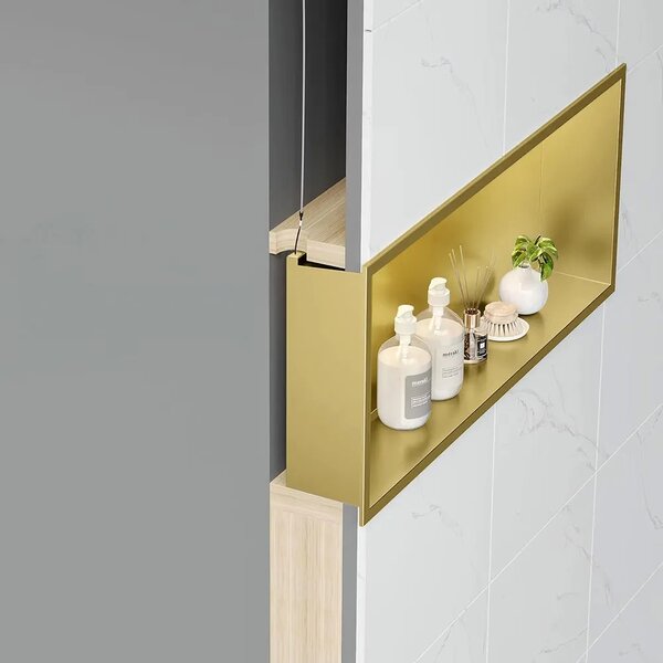 VGRAJENA KOPALNIŠKA POLICA LED 30x60 brush gold