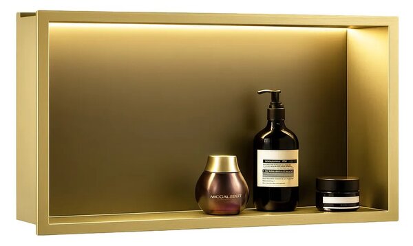 VGRAJENA KOPALNIŠKA POLICA LED 30x60 brush gold