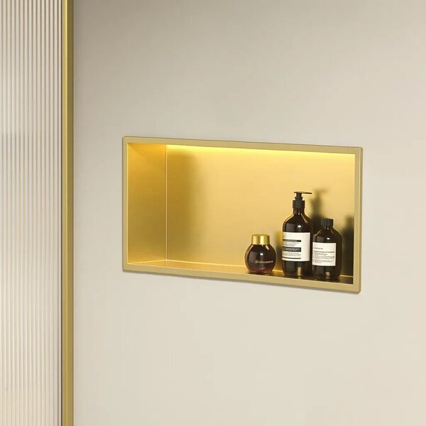 VGRAJENA KOPALNIŠKA POLICA LED 30x60 brush gold