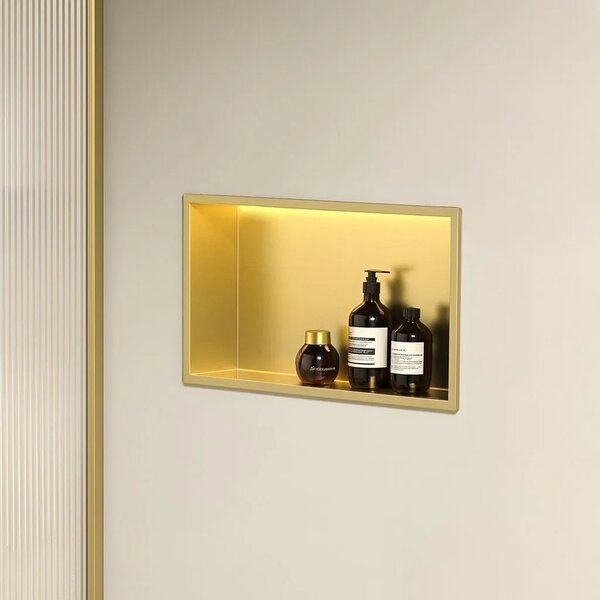 VGRAJENA KOPALNIŠKA POLICA LED 30x45 brush gold