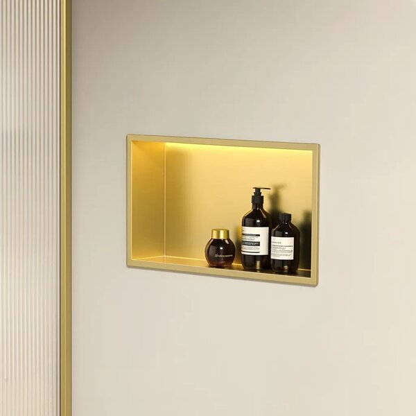 VGRAJENA KOPALNIŠKA POLICA LED 30x45 brush gold