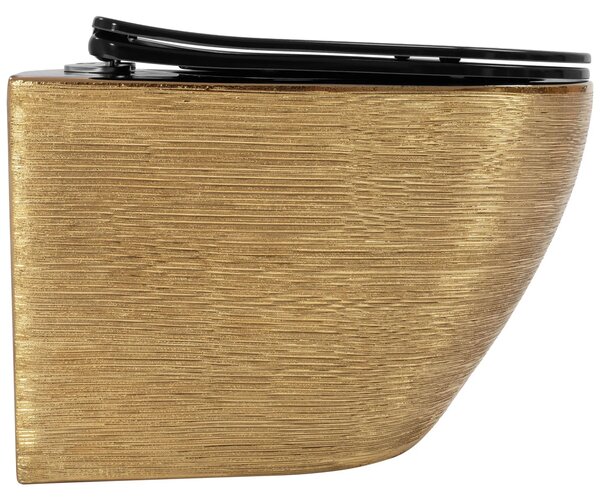 Viseča straniščna školjka Rea Carlo Mini Tornado Black Brush Gold
