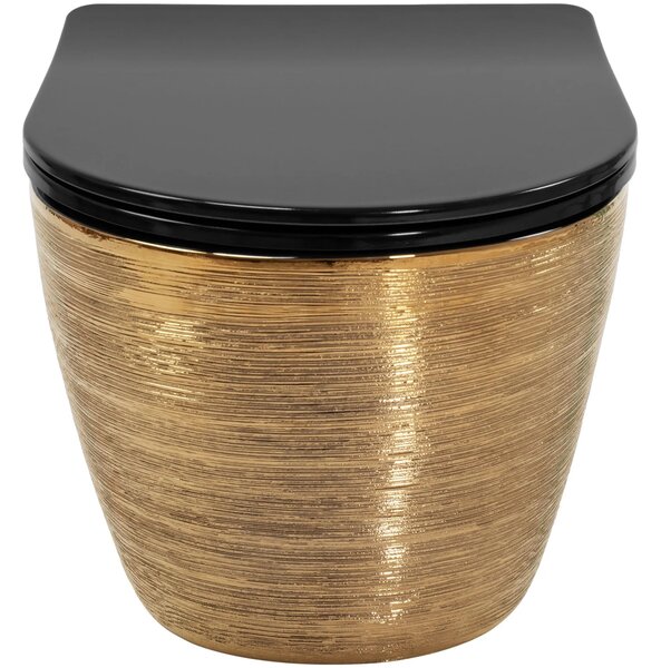 Viseča straniščna školjka Rea Carlo Mini Tornado Black Brush Gold