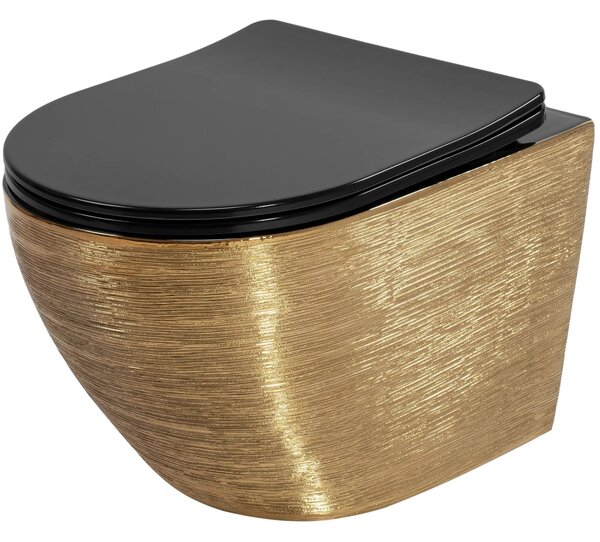 Viseča straniščna školjka Rea Carlo Mini Tornado Black Brush Gold