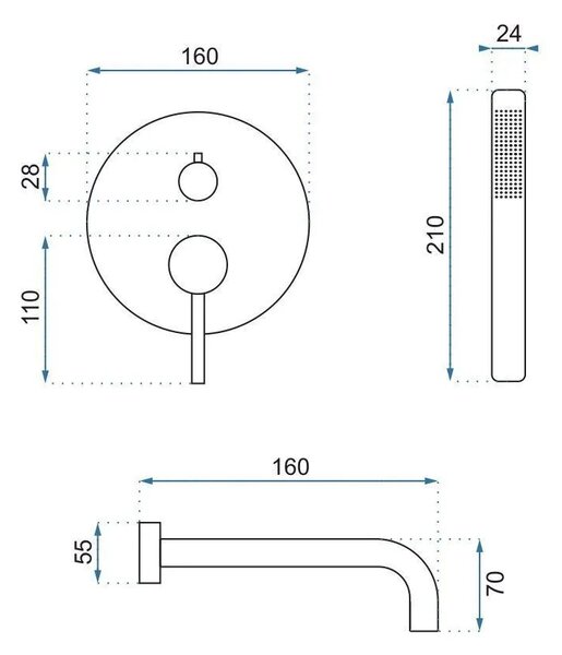 Skrita kopalna armatura Rea Lungo Titan + Box