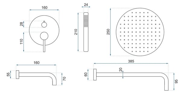 Podometni set kad-prha Rea Lungo Titan + BOX