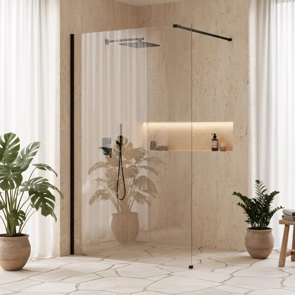 Stena za prhanje Rea Flexi Transparent / Black 120