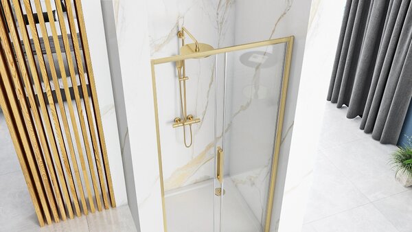 Drsna tuš vrata REA Rapid Slide 150 Gold Brush