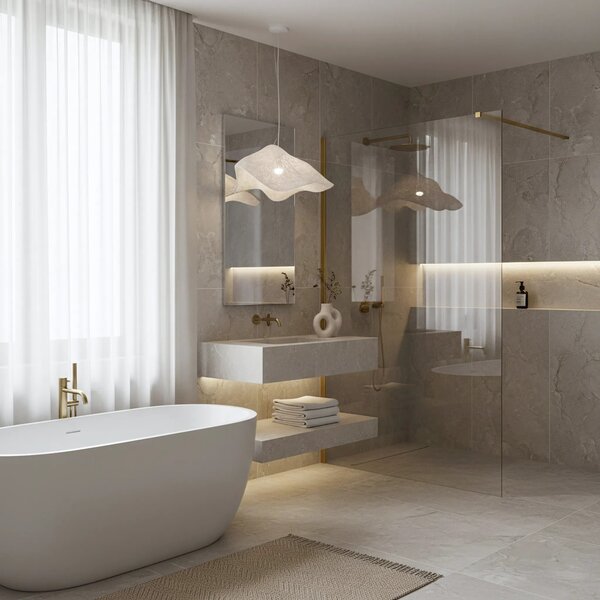Stena za prhanje Rea Flexi Transparent / Brush Gold 120