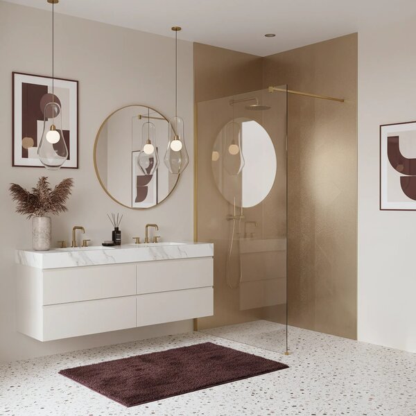 Stena za prhanje Rea Flexi Transparent / Brush Gold 120