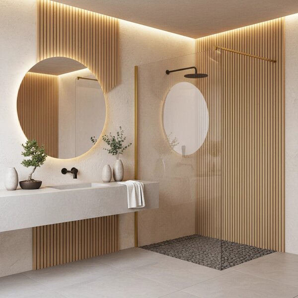 Stena za prhanje Rea Flexi Transparent / Brush Gold 120