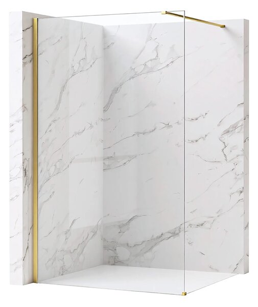 Stena za prhanje Rea Flexi Transparent / Brush Gold 90