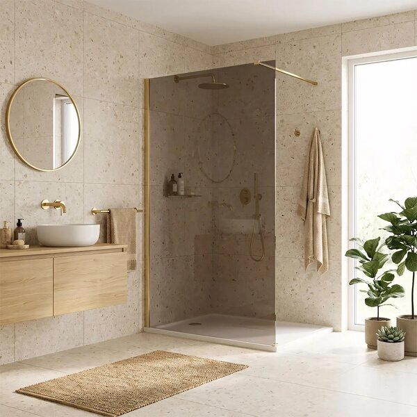 Stena za prhanje Rea Flexi Brown / Brush Gold 90