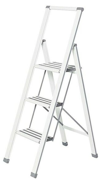 Wenko Zložljiva lestev Design (Število prečk: 3 kos, Nosilnost: 150 kg, Aluminij, Bela)