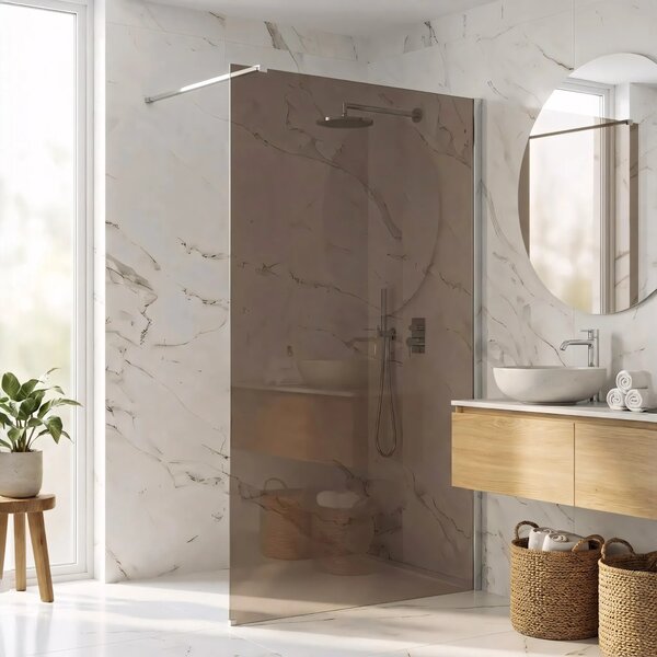 Stena za prhanje Rea Flexi Brown / Chrome 100