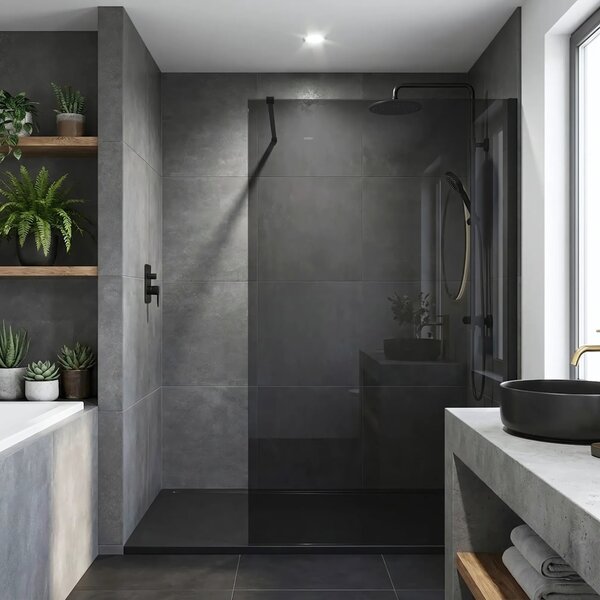 Stena za prhanje Rea Flexi Grey / Black 120