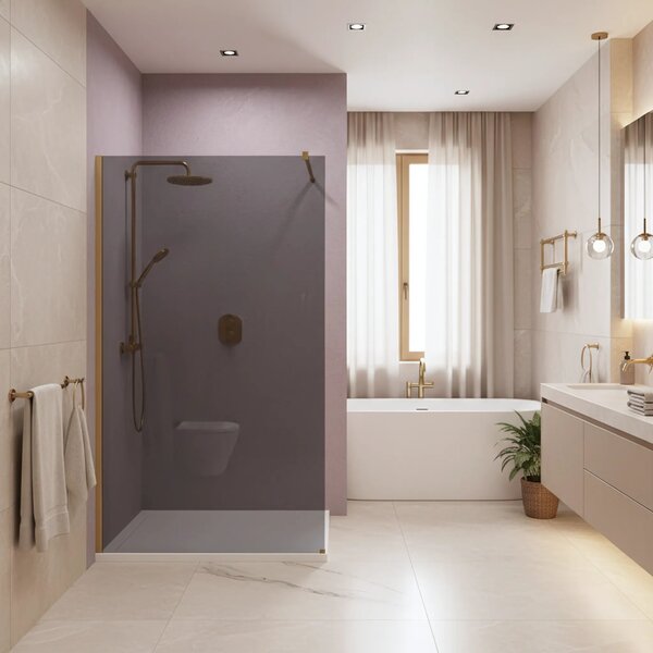 Stena za prhanje Rea Flexi Grey / Brush Gold 100