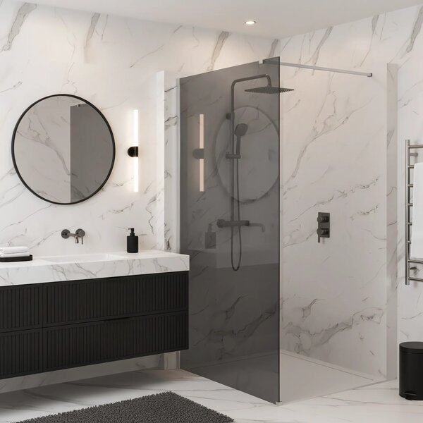 Stena za prhanje Rea Flexi Grey / Chrome 100