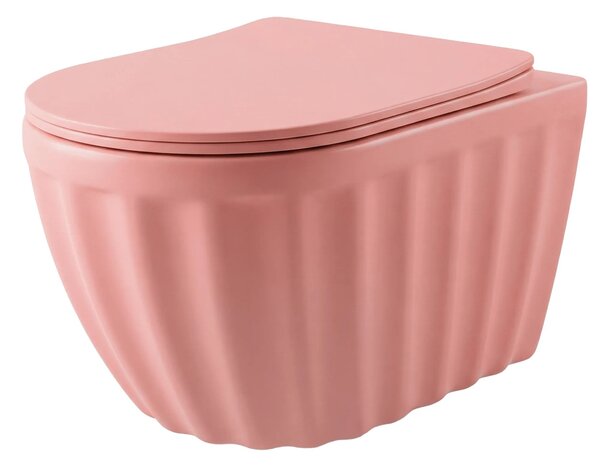 Set: Viseča WC školjka + Nadpultni umivalnik Rea Duo Sweet Pink Matt