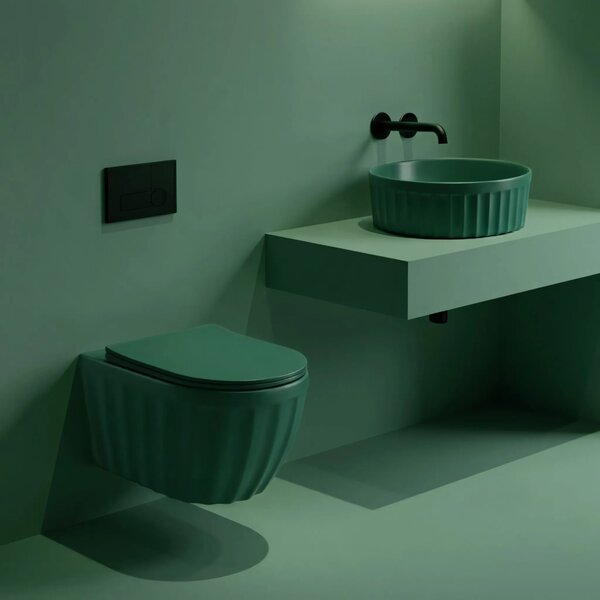 Set: Viseča WC školjka + Nadpultni umivalnik Rea Duo Matcha Matt