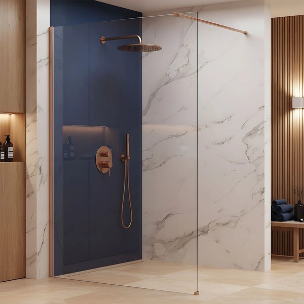 Stena za prhanje Rea Flexi Transparent / Brush Copper 100
